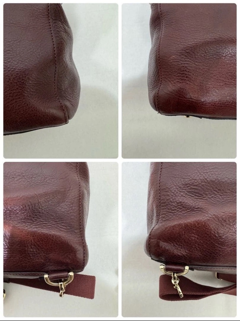 Mulberry Burgundy Leather Top-Handle Briefcase with Gold Hardware - Picture 7 of 11